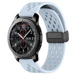 For Samsung Gear S3 Frontier 22mm Folding Magnetic Clasp Silicone Watch Band(Light Blue)