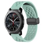 For Samsung Gear S3 Frontier 22mm Folding Magnetic Clasp Silicone Watch Band(Teal)