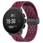 For SUUNTO 9 Peak Pro 22mm Folding Magnetic Clasp Silicone Watch Band(Wine Red)