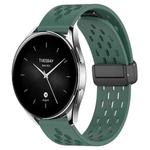 For Xiaomi Watch S2 42mm 22mm Folding Magnetic Clasp Silicone Watch Band(Dark Green)