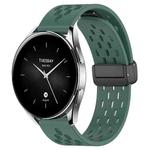 For Xiaomi Watch S2 46mm 22mm Folding Magnetic Clasp Silicone Watch Band(Dark Green)