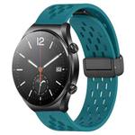 For Xiaomi MI Watch S1 22mm Folding Magnetic Clasp Silicone Watch Band(Hidden Green)