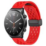 For Xiaomi MI Watch S1 22mm Folding Magnetic Clasp Silicone Watch Band(Red)
