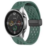 For Xiaomi MI Watch Color 22mm Folding Magnetic Clasp Silicone Watch Band(Dark Green)