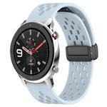 For Amazfit GTR 4 22mm Folding Magnetic Clasp Silicone Watch Band(Light Blue)
