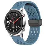 For Amazfit GTR 4 Pro 22mm Folding Magnetic Clasp Silicone Watch Band(Blue)