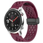 For Amazfit GTR 4 Pro 22mm Folding Magnetic Clasp Silicone Watch Band(Burgundy)