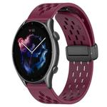 For Amazfit GTR 3 22mm Folding Magnetic Clasp Silicone Watch Band(Burgundy)