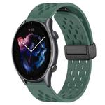 For Amazfit GTR 3 22mm Folding Magnetic Clasp Silicone Watch Band(Dark Green)