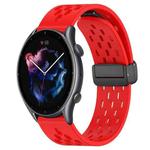 For Amazfit GTR 3 Pro 22mm Folding Magnetic Clasp Silicone Watch Band(Red)