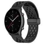 For Amazfit GTR 2e 22mm Folding Magnetic Clasp Silicone Watch Band(Black)