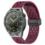 For Huawei Watch GT3 SE 22mm Folding Magnetic Clasp Silicone Watch Band(Wine Red)