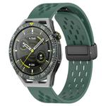 For Huawei Watch GT3 SE 22mm Folding Magnetic Clasp Silicone Watch Band(Dark Green)