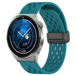 For Huawei Watch GT3 Pro 46mm 22mm Folding Magnetic Clasp Silicone Watch Band(Hidden Green)