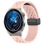 For Huawei Watch GT3 Pro 46mm 22mm Folding Magnetic Clasp Silicone Watch Band(Pink)