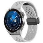 For Huawei Watch GT3 Pro 46mm 22mm Folding Magnetic Clasp Silicone Watch Band(Light Grey)