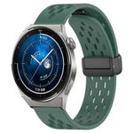 For Huawei Watch GT3 Pro 46mm 22mm Folding Magnetic Clasp Silicone Watch Band(Dark Green)