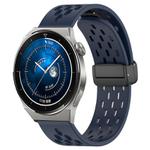 For Huawei Watch GT3 Pro 46mm 22mm Folding Magnetic Clasp Silicone Watch Band(Midnight Blue)