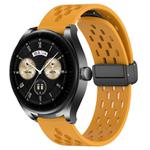 For Huawei Watch Buds 22mm Folding Magnetic Clasp Silicone Watch Band(Yellow)