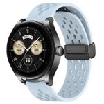 For Huawei Watch Buds 22mm Folding Magnetic Clasp Silicone Watch Band(Light Blue)