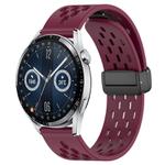 For Huawei Watch GT3 46mm 22mm Folding Magnetic Clasp Silicone Watch Band(Wine Red)