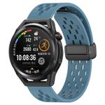 For Huawei Watch GT Runner 22mm Folding Magnetic Clasp Silicone Watch Band(Blue)