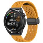 For Huawei Watch GT Runner 22mm Folding Magnetic Clasp Silicone Watch Band(Yellow)