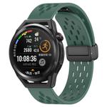 For Huawei Watch GT Runner 22mm Folding Magnetic Clasp Silicone Watch Band(Dark Green)