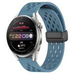 For Huawei Watch 3 Pro 22mm Folding Magnetic Clasp Silicone Watch Band(Blue)