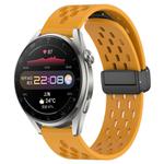 For Huawei Watch 3 Pro 22mm Folding Magnetic Clasp Silicone Watch Band(Yellow)