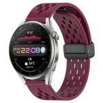 For Huawei Watch 3 Pro 22mm Folding Magnetic Clasp Silicone Watch Band(Wine Red)