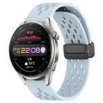 For Huawei Watch 3 Pro 22mm Folding Magnetic Clasp Silicone Watch Band(Light Blue)
