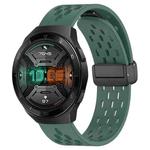 For Huawei Watch GT 2E 22mm Folding Magnetic Clasp Silicone Watch Band(Dark Green)