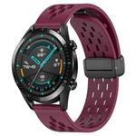 For Huawei GT2 46mm 22mm Folding Magnetic Clasp Silicone Watch Band(Wine Red)