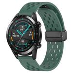 For Huawei GT2 46mm 22mm Folding Magnetic Clasp Silicone Watch Band(Dark Green)