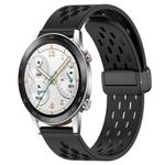 For Honor Watch GS 3i 22mm Folding Magnetic Clasp Silicone Watch Band(Black)