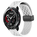 For Honor Watch GS Pro 22mm Folding Magnetic Clasp Silicone Watch Band(White)