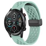 For Honor Magic Watch 2 46mm 22mm Folding Magnetic Clasp Silicone Watch Band(Teal)