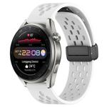 For Huawei Watch 3 Pro New 22mm Folding Magnetic Clasp Silicone Watch Band(White)