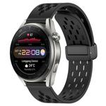 For Huawei Watch 3 Pro New 22mm Folding Magnetic Clasp Silicone Watch Band(Black)