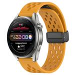 For Huawei Watch 3 Pro New 22mm Folding Magnetic Clasp Silicone Watch Band(Yellow)