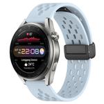 For Huawei Watch 3 Pro New 22mm Folding Magnetic Clasp Silicone Watch Band(Light Blue)