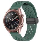 For Samsung Galaxy Watch3 41mm 20mm Folding Magnetic Clasp Silicone Watch Band(Dark Green)