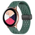 For Samsung Galaxy Watch Active 20mm Folding Magnetic Clasp Silicone Watch Band(Dark Green)