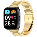 For Redmi Watch 3 Lite Three Bead Stainless Steel Metal Watch Band(Gold)