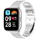 For Redmi Watch 3 Active Three Bead Stainless Steel Metal Watch Band(Silver)