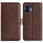 For Nothing Phone 2 Dual-side Magnetic Buckle Horizontal Flip Leather Phone Case(Brown)