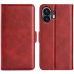 For Nothing Phone 2 Dual-side Magnetic Buckle Horizontal Flip Leather Phone Case(Red)