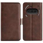 For Nothing Phone 3a Dual-side Magnetic Buckle Horizontal Flip Leather Phone Case(Brown)