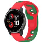 For Garmin Venu 2 Plus 20mm Double Color Silicone Watch Band(Red+Green)